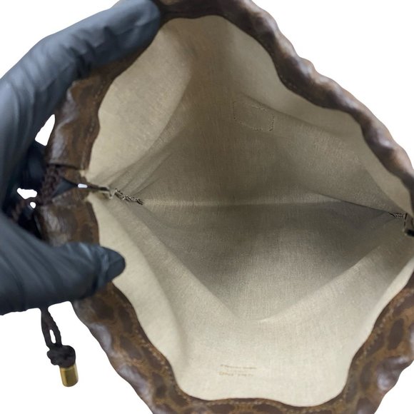 CELINE Macadam Blason with Triomphe Logo and Genuine Leather Drawstring Pouch, - Picture 7 of 8